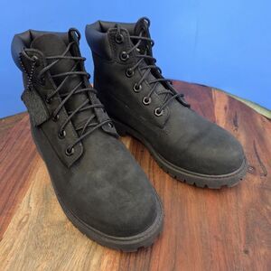 Timberland Premium 6" Waterproof Boots 12907 Black Nubuck Women's 7.5 (Youth 6)